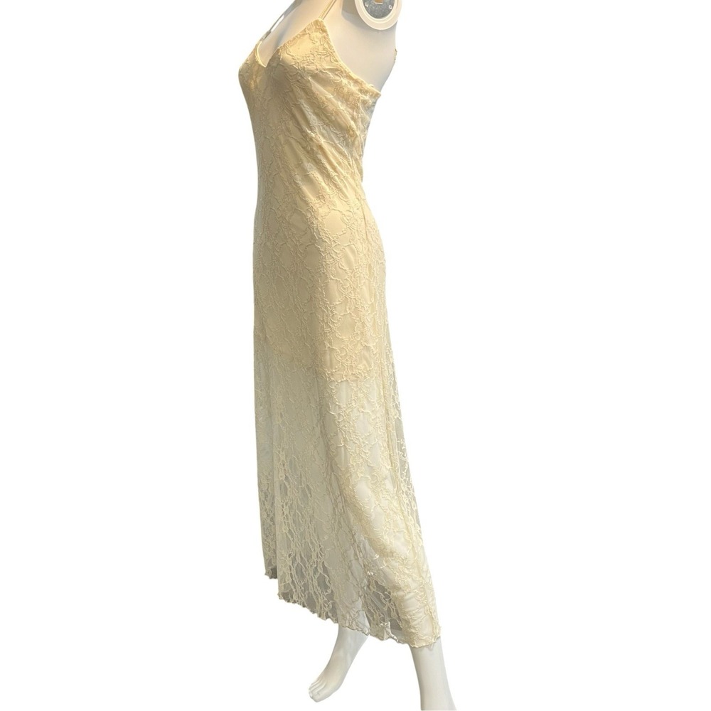 Sincerly Jules Slip Dress Ivory Sheer Lace Maxi M Romantic Fairy Feminine Hoco